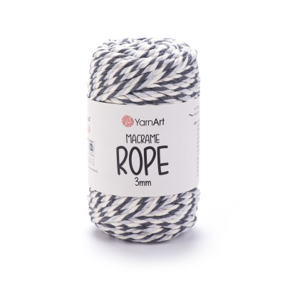 Macrame Rope 3mm 822 черно-белый меланж